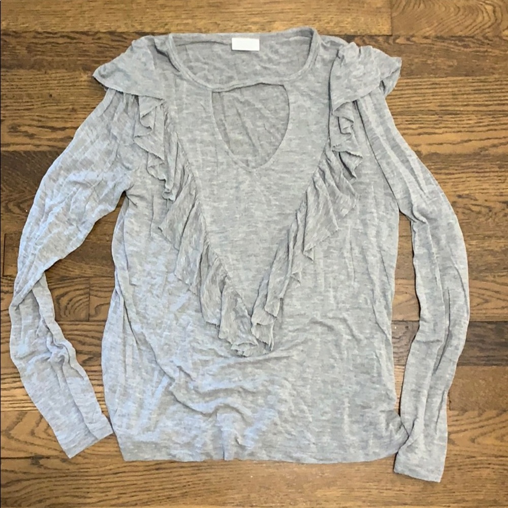 Abound Grey Ruffle Top